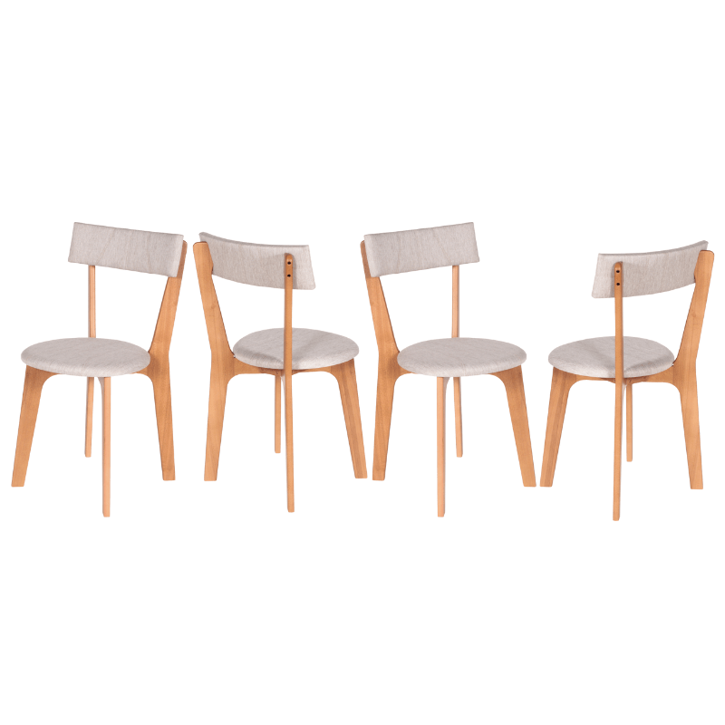 Kit 4 Cadeiras de Jantar em Madeira Estofadas - Anjo Gabriel Design Nude - 1