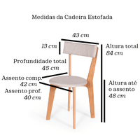 Kit 4 Cadeiras de Jantar em Madeira Estofadas - Anjo Gabriel Design Nude - 4