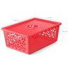 Caixa Cesto Organizador Empilhável Grande Com Tampa Alças Laterais UZ Coral - 3