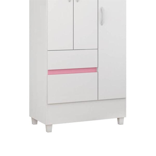 Guarda-Roupa Nuance com 3 Portas e 2 Gavetas Branco / Rosa Flex Dst - 4