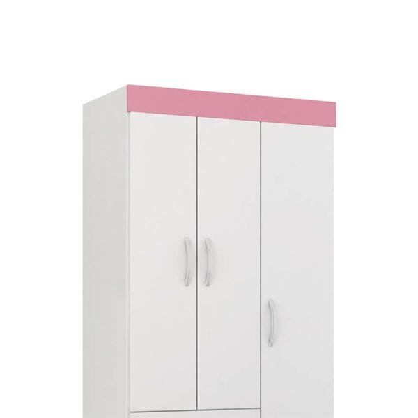 Guarda-Roupa Nuance com 3 Portas e 2 Gavetas Branco / Rosa Flex Dst - 3