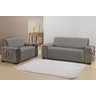 Kit Capa Protetor de Sofá 2 e 3 Lugares Classic Face Única Assento 1,10m e 1,50m Decorativo:Cinza - 1