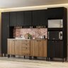 Armário de Cozinha Completa C/ Balcão Lótus Look Carraro Freijó com Preto Touch - 1