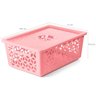 Caixa Cesto Organizador Empilhável Grande Com Tampa Alças Laterais UZ Rosa - 3