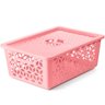 Caixa Cesto Organizador Empilhável Grande Com Tampa Alças Laterais UZ Rosa - 1