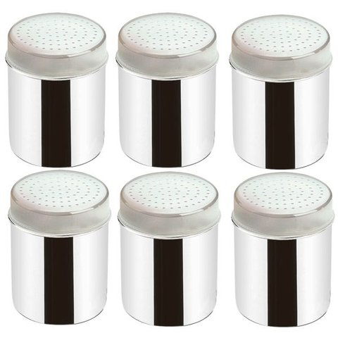 Conjunto 6 Saleiros Inox De Mesa Pimenteiros Com Tampa Bancada Brinox Restaurante