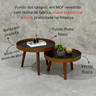 Mesa Centro Madeira Pé Palito Sala Estar Redonda Escritório Mesinha Decorativa Recepção: Tampos Pret - 3