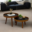 Ver imagem 2 de Mesa Centro Madeira Pé Palito Sala Estar Redonda Escritório Mesinha Decorativa Recepção: Tampos Pret
