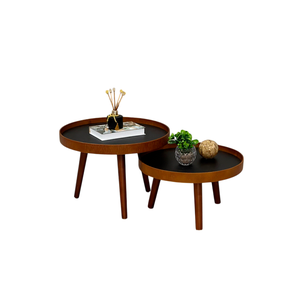 Mesa Centro Madeira Pé Palito Sala Estar Redonda Escritório Mesinha Decorativa Recepção: Tampos Pret