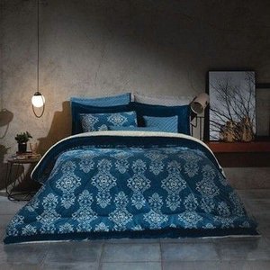 Edredom Plush Inove Estampado Queen 235x260cm Azul Mandala Hedrons