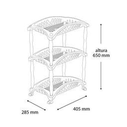 Organizador Fruteira Modular com 3 Andares e Rodizio Preta - 40,5x28,5x15,cm - 2