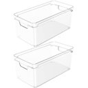 Ver imagem 1 de Kit 2 Organizadores De Armário 30x15x13cm Caixas Organizadoras Empilháveis Com Alças Clear OU