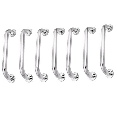 Alça de Apoio Barra 30cm Inox Kit 7 Unidades Idoso Cadeirante Banheiro Box Segurança Corrimao Suport