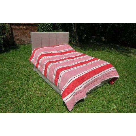 Edredom Plush Sherpa Estampado Queen 235x260cm Faixas Vermelhas Hedrons