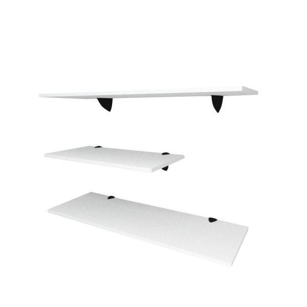 Kit 3 prateleiras em MDF suporte tucano branco 1 60x30cm 2 90x30cm mod