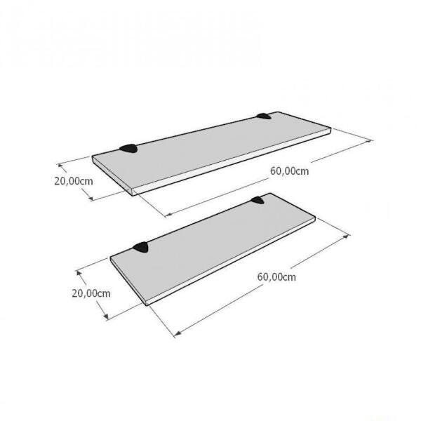 Kit 2 prateleiras em MDF suporte tucano cor branco 60(C)x20(P)cm modelo pratfbb11 - 2