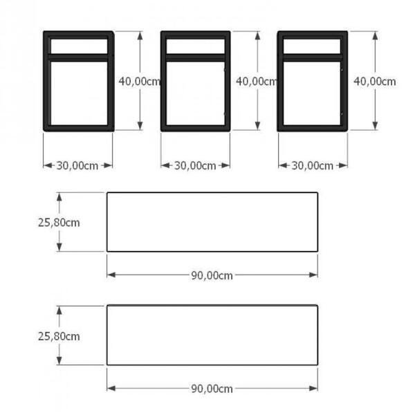 Prateleira industrial aço cor preto 30 cm MDF cor branca modelo indfb21bsl - 3