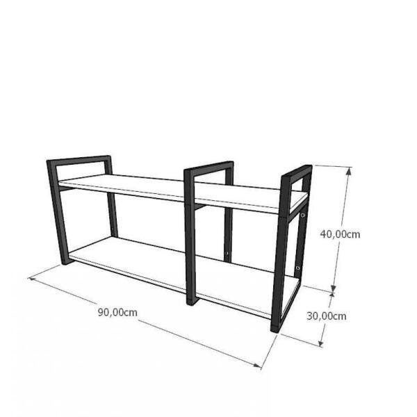 Prateleira industrial aço cor preto 30 cm MDF cor branca modelo indfb21bsl - 2