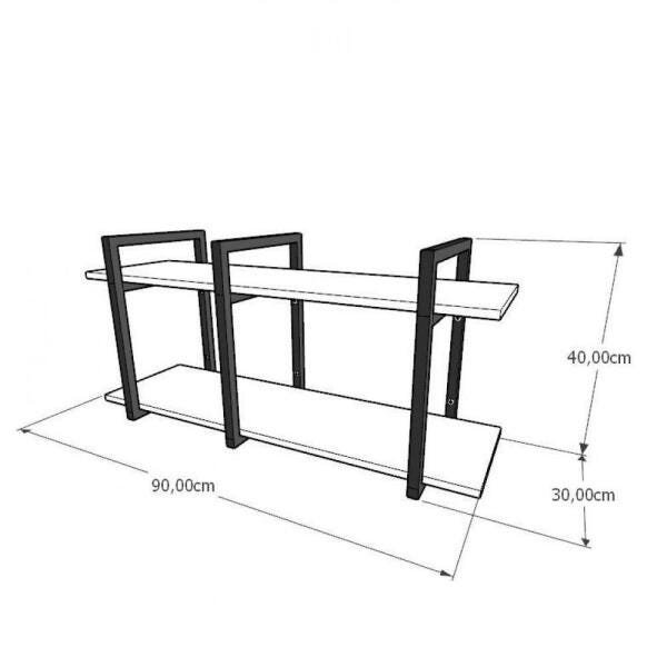 Prateleira industrial aço cor preto 30 cm MDF cor cinza modelo indfb20csl - 2