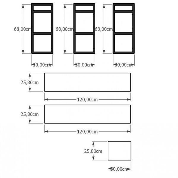 Prateleira industrial aço cor preto 30 cm MDF cor branca modelo indfb16bsl - 3