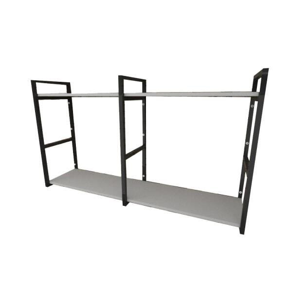 Prateleira industrial aço cor preto 30 cm MDF cor cinza modelo indfb13csl - 1