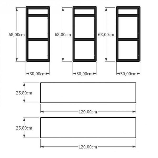 Prateleira industrial aço cor preto 30 cm MDF cor cinza modelo indfb13csl - 3