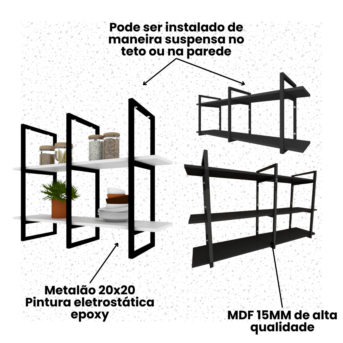 Prateleira Industrial Aço Cor Preto 30 Cm Mdf Cor Cinza Modelo Indfb12csl - 5