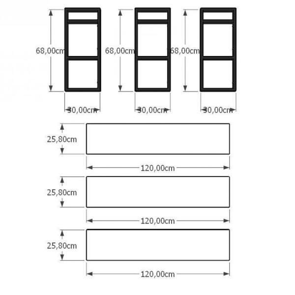 Prateleira industrial aço cor preto 30 cm MDF cor cinza modelo indfb11csl - 3