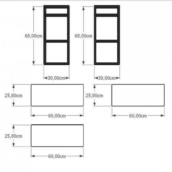 Prateleira industrial aço cor preto 30 cm MDF cor amadeirado escuro modelo indfb09aesl - 3