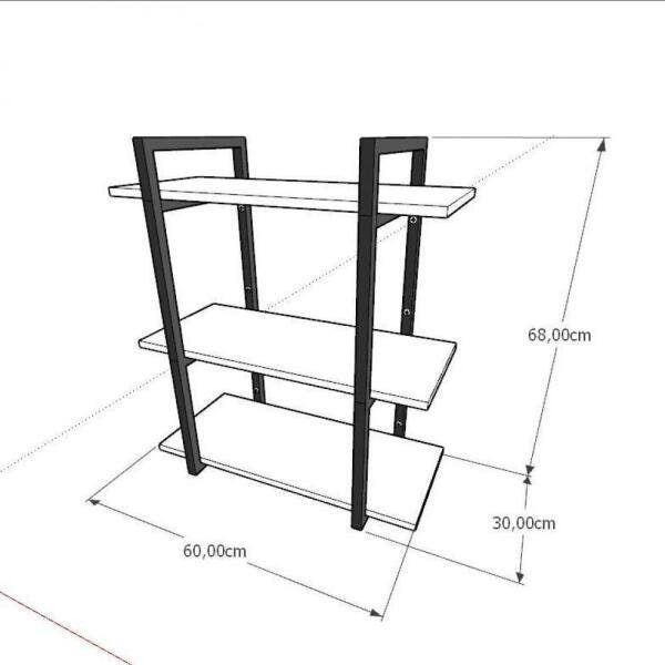 Prateleira industrial aço cor preto 30 cm MDF cor amadeirado escuro modelo indfb09aesl - 2