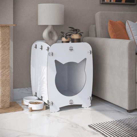 Mesa de Cabeceira Casinha Pet Gato Cat Branco