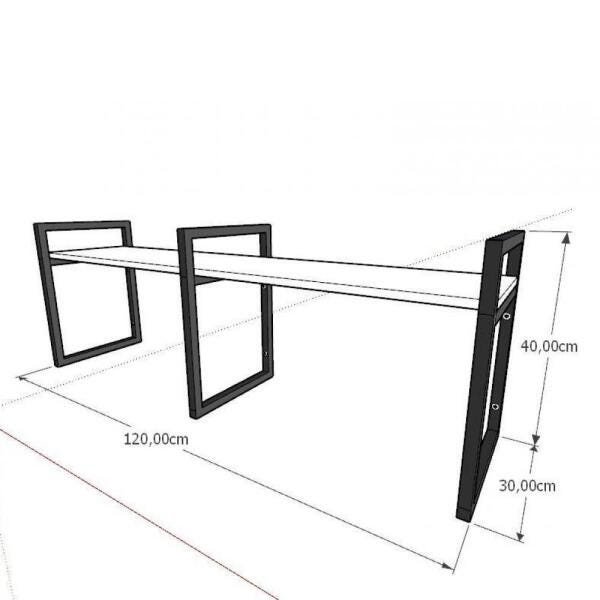 Prateleira industrial aço cor preto 30 cm MDF cor cinza modelo indfb06csl - 2