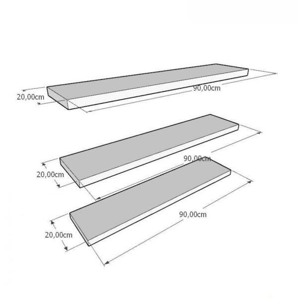 Kit 3 prateleiras em MDF suporte Inivisivel cor cinza 90(C)x20(P)cm modelo pratfbc27 - 2