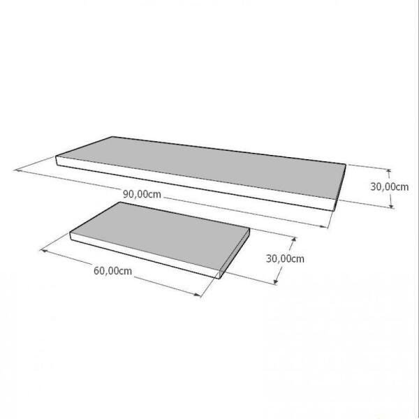 Kit 2 prateleiras Escritório em MDF suporte Inivisivel branco 1 60x30cm 1 90x30cm mod pratfbb32 - 2