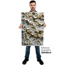 Ver imagem 2 de Kit Quadro Decorativo 3 Telas Canvas Arvore Floral Tacolado Moldura Flutuante 4,5cm Madeira 60 X 90c