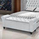 Ver imagem 1 de Recamier Baú Calçadeira para Cama Box Queen 150 Cm Dubai Corino Branco - Lh Móveis