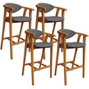 Ver imagem 1 de Kit 04 Banquetas Alta Cozinha Bancada Bar Sala de Jantar Fixa Cecília L02 Linho Cinza Escuro - Lyam 