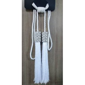 Abraçadeira para Cortina Infinity Cilindro Duplo Franjas Branco Bella Arte