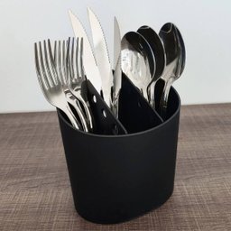 Organizador Dispenser Escorredor Preto Porta Talheres de Plástico Oval Para Pia Coza - 6
