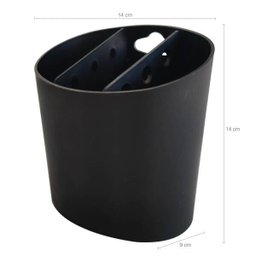 Organizador Dispenser Escorredor Preto Porta Talheres de Plástico Oval Para Pia Coza - 3