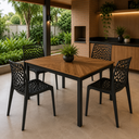 Ver imagem 1 de Conjunto Mesa de Jantar Retangular Industrial Taurus com 4 Cadeiras Gruvyer para Cozinha, Sala de Ja