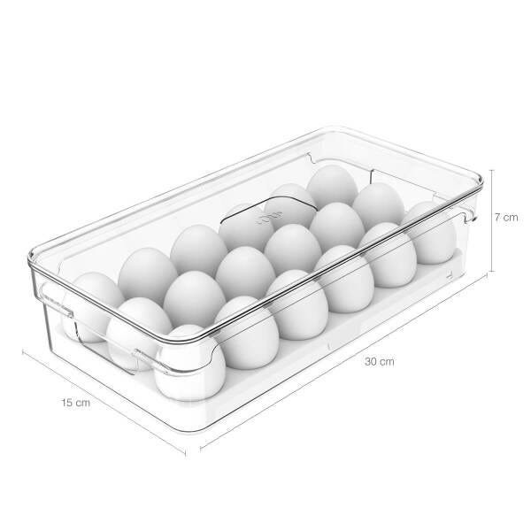 Kit 2 Organizadores Porta Ovos Com Tampa 16 Un Caixas De Armazenamento Para Ovos Clear Fresh OU - 3