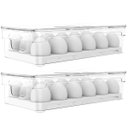 Ver imagem 5 de Kit 2 Organizadores Porta Ovos Com Tampa 16 Un Caixas De Armazenamento Para Ovos Clear Fresh OU