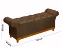 Ver imagem 7 de Recamier Baú Decorativo Atenas 1,50m Premium Sofá para Cama Casal Estilo Estofado Cor Marrom