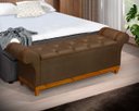 Ver imagem 2 de Recamier Baú Decorativo Atenas 1,50m Premium Sofá para Cama Casal Estilo Estofado Cor Marrom