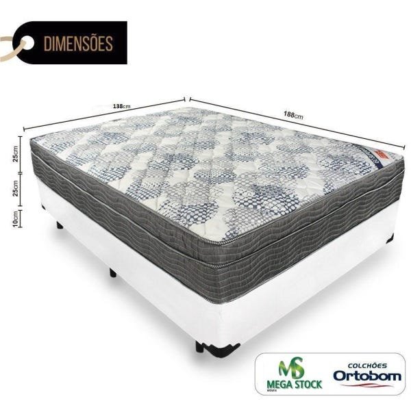 Cama Box Casal + Colchão de Molas Ensacadas - Ortobom - Iso Superpocket 138cm - Branco - 2