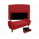 Ver imagem 1 de Cabeceira Geovana + Calçadeira Fênix Para Quarto Solteiro 90cm Suede Vermelho - LM DECOR