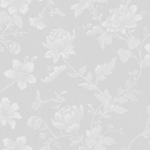 Papel De Parede Florido Cinza - 4130 Contemporâneo
