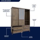 Ver imagem 6 de Guarda-roupa Casal com Espelho 3 Portas de Correr e 4 Gavetas Atenas
