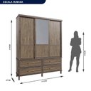 Ver imagem 3 de Guarda-roupa Casal com Espelho 3 Portas de Correr e 4 Gavetas Atenas